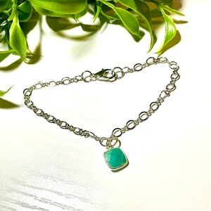 Delicate Artisan Crafted Bracelet with Cushion Cut Amazonite Gemstone Pen…